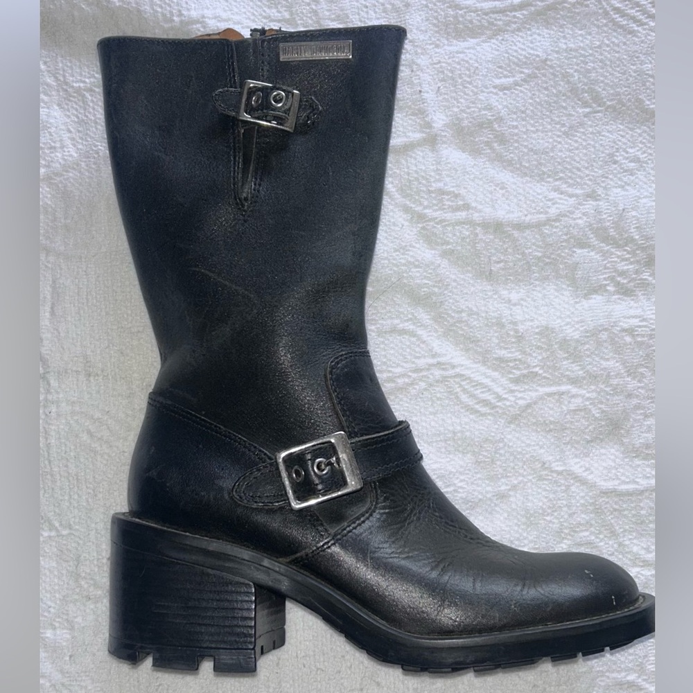 Harley Davidson Women’s Leather Riding Boots Zipper Non Slip Sole Black